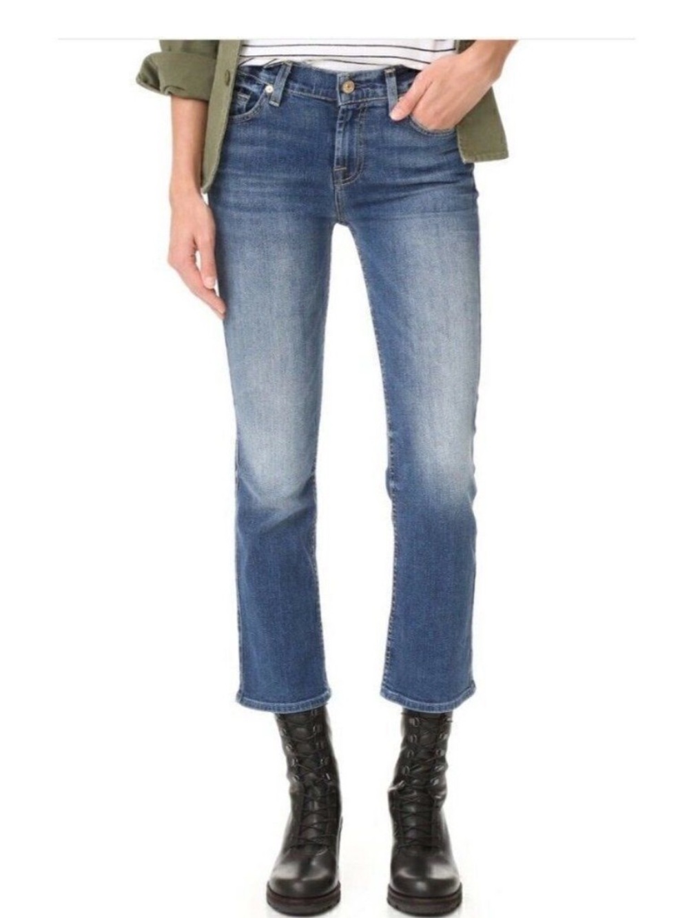 7 For All Mankind Bootcut Cropped Jeans size 30 8” low rise 26” inseam EUC